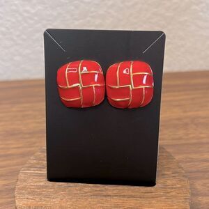 Vintage Allison Reed Square Shaped Pierced Earrings